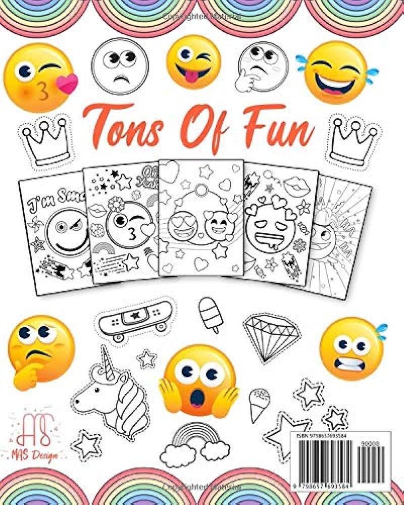 Emoji coloring book fun emoji book for kids boys girls teens and adults funny stuff great pages design design mas books