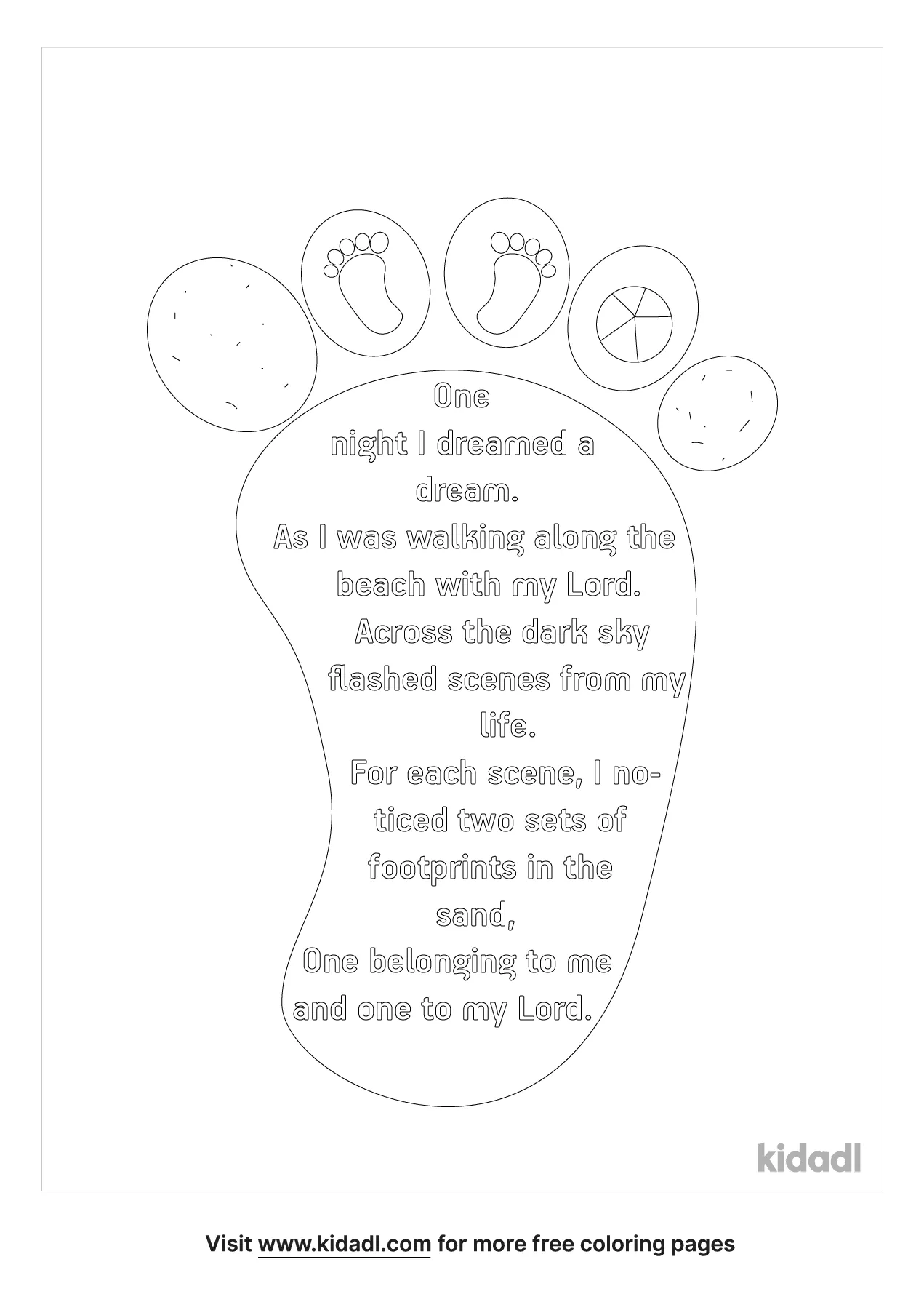 Free footprints in the sand poem coloring page coloring page printables