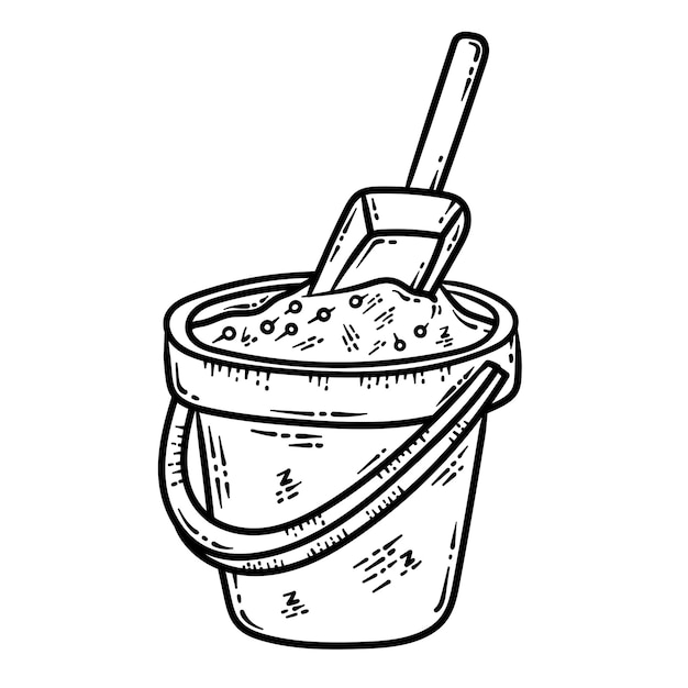 Premium vector summer sand bucket line art coloring page