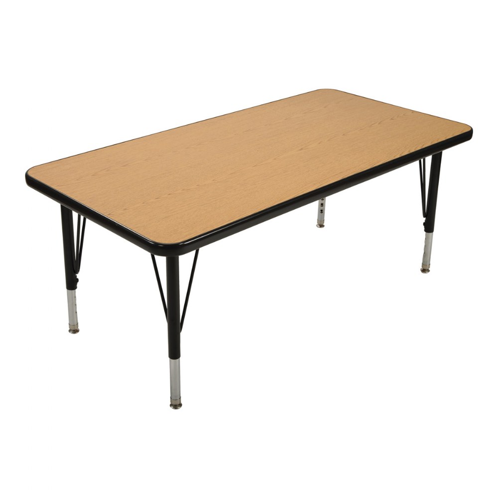 Golden oak x rectangular table with adjustable legs