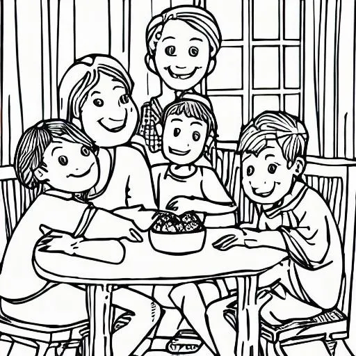 Create a coloring page of family with father mother