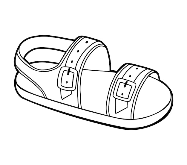 Premium vector coloring book cartoon shoe collection mens sandal