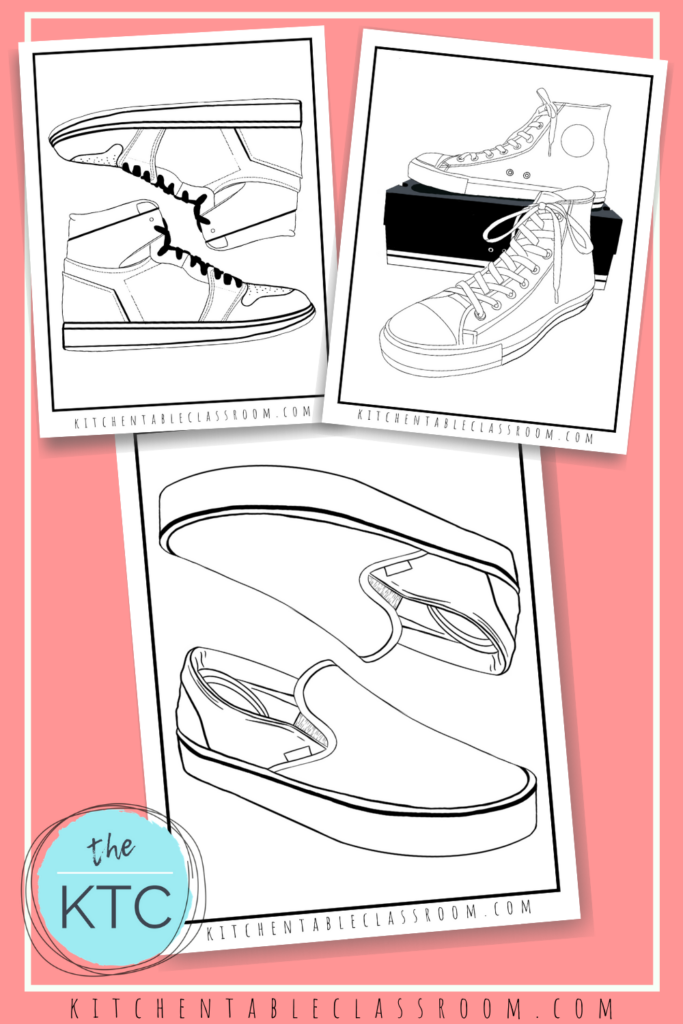 Design your own shoe coloring pages