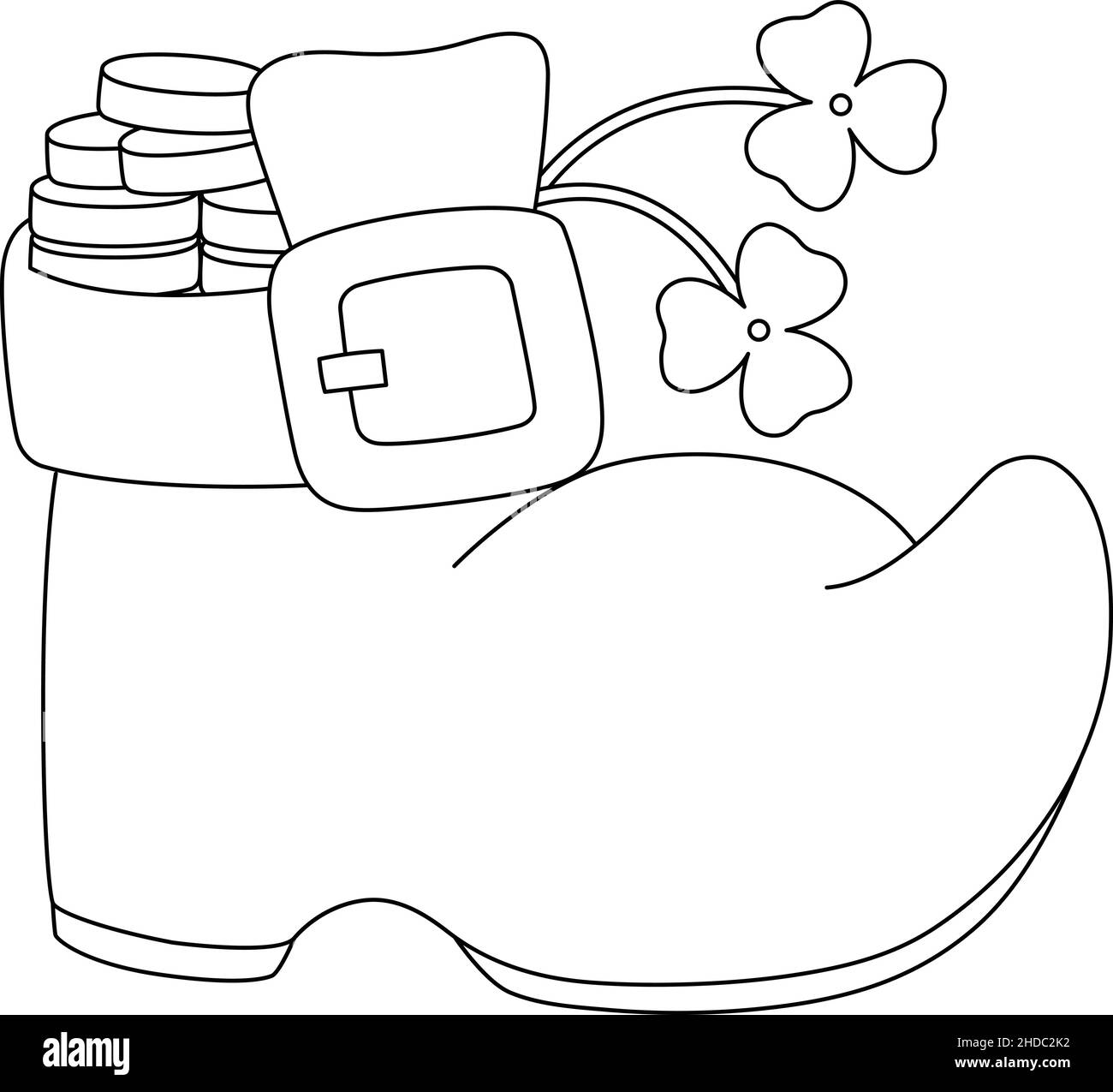 St patricks day shoe coloring page for kids stock vector image art