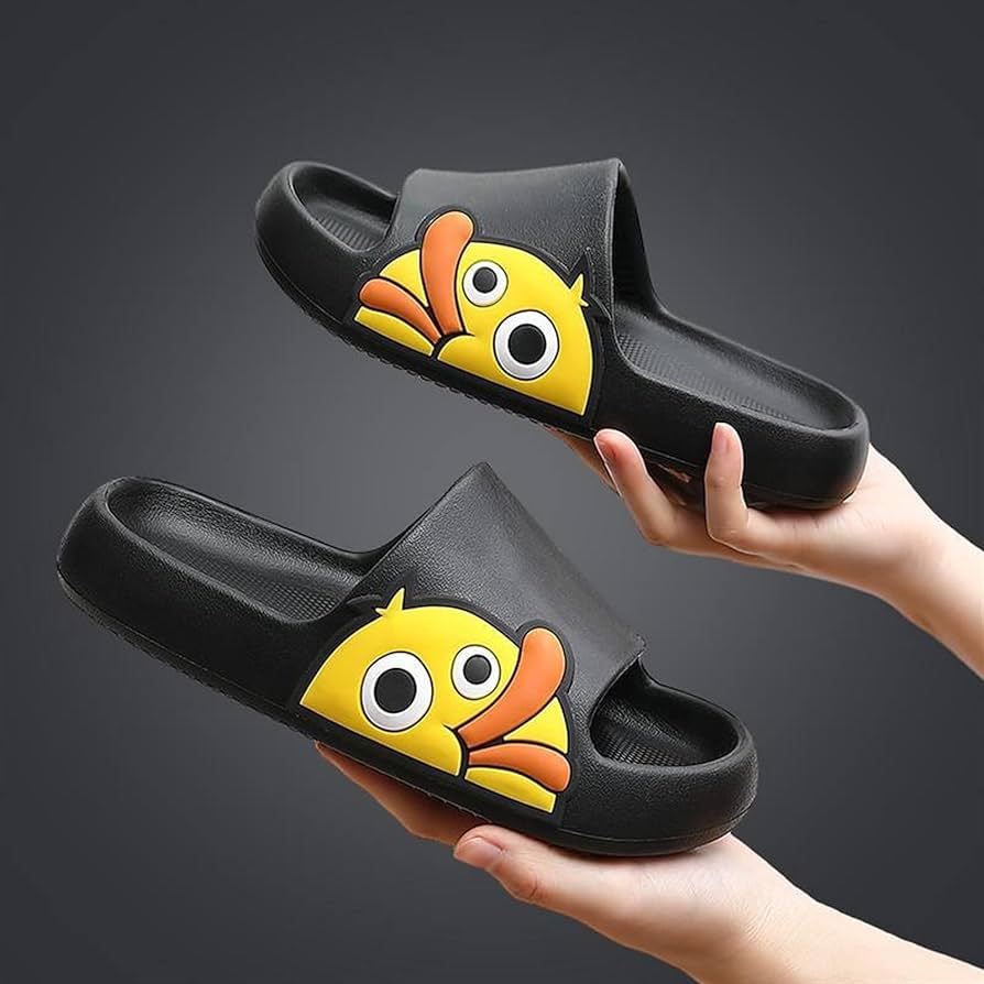 Mfacl unisex slides summer beach slides shower shoe women men slippers sandals flip flops candy cartoon duck platform thick soled ladies uples bathroom shoes lor black shoe size