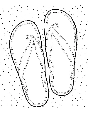 Sandals in the sand coloring page