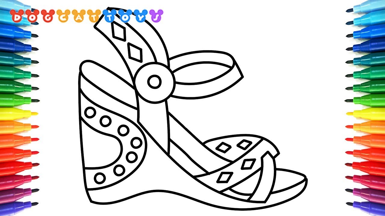 How to draw sandals shoes for kids coloring pages