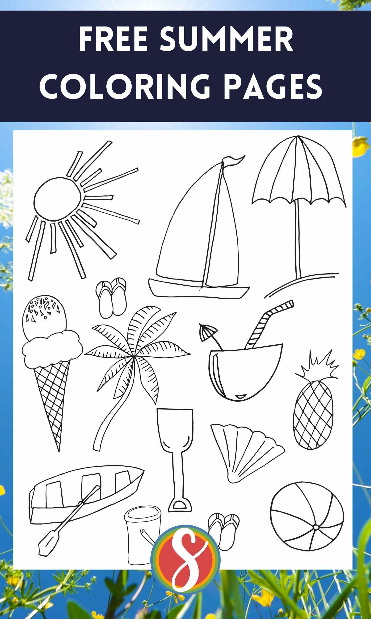 Free summer coloring pages â stevie doodles