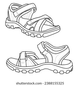 Hiking sandals vector art graphics