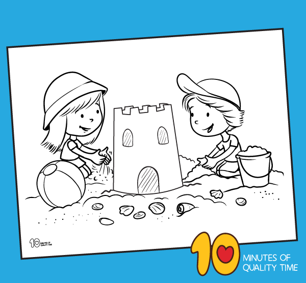 Building sand castle coloring page â minutes of quality time