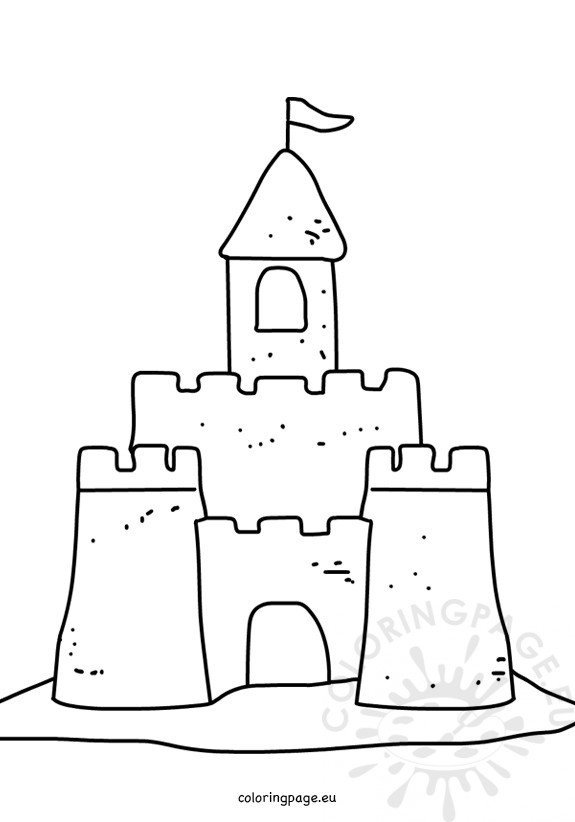 Summer coloring page sand castle on the sand coloring page