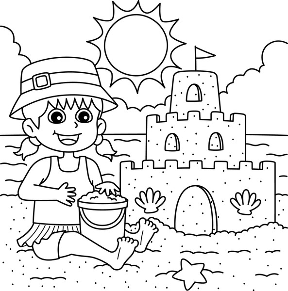 Thousand coloring pages beach royalty