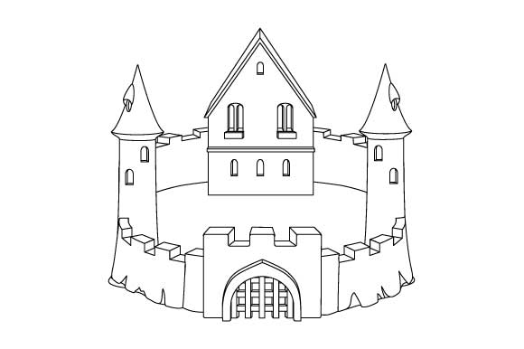 Sandcastle line art coloring page