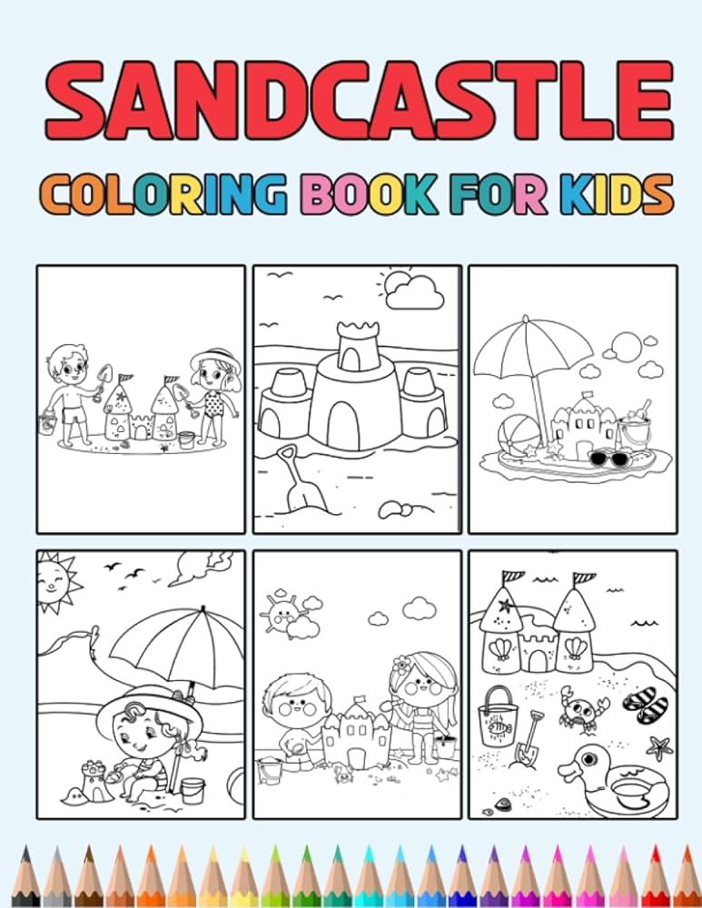 Sandcastle coloring book for kids easy designs to color fun colouring activity workbook for little children boys girls pre k kindergarten preschool cute gift books for sand castle lovers