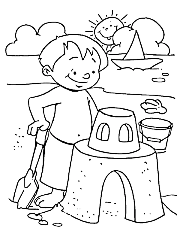 Ðï beach boy building sandcastle