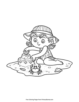 Girl building sand castle coloring page â free printable pdf from