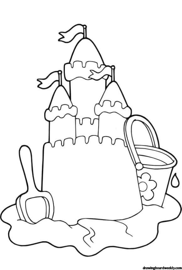 Sandcastle coloring page summer coloring pages castle coloring page beach coloring pages