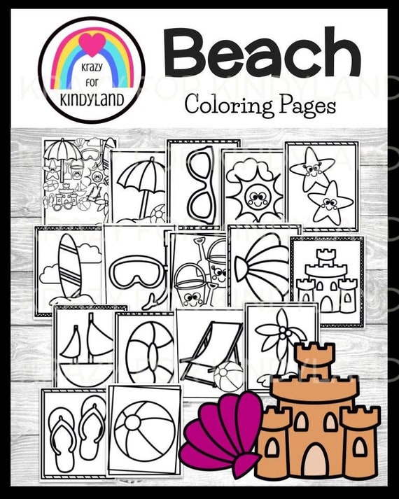 Beach coloring pages booklet ocean summer vacation sandcastle sun kids coloring pages coloring book kids coloring sheets