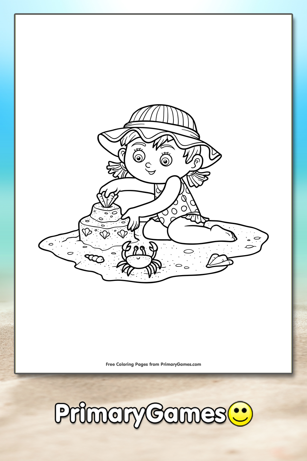 Girl building sand castle coloring page â free printable pdf from