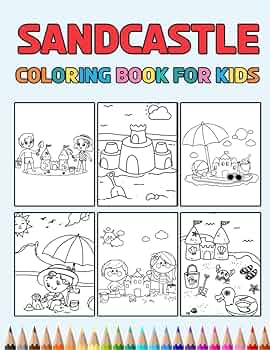 Sandcastle coloring book for kids easy designs to color fun colouring activity workbook for little children boys girls pre k kindergarten preschool cute gift books for sand castle lovers