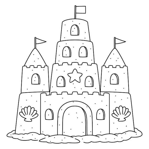 Premium vector a cute and funny coloring page of a sandcastle provides hours of coloring fun for children color this page is very easy suitable for little kids and toddlers