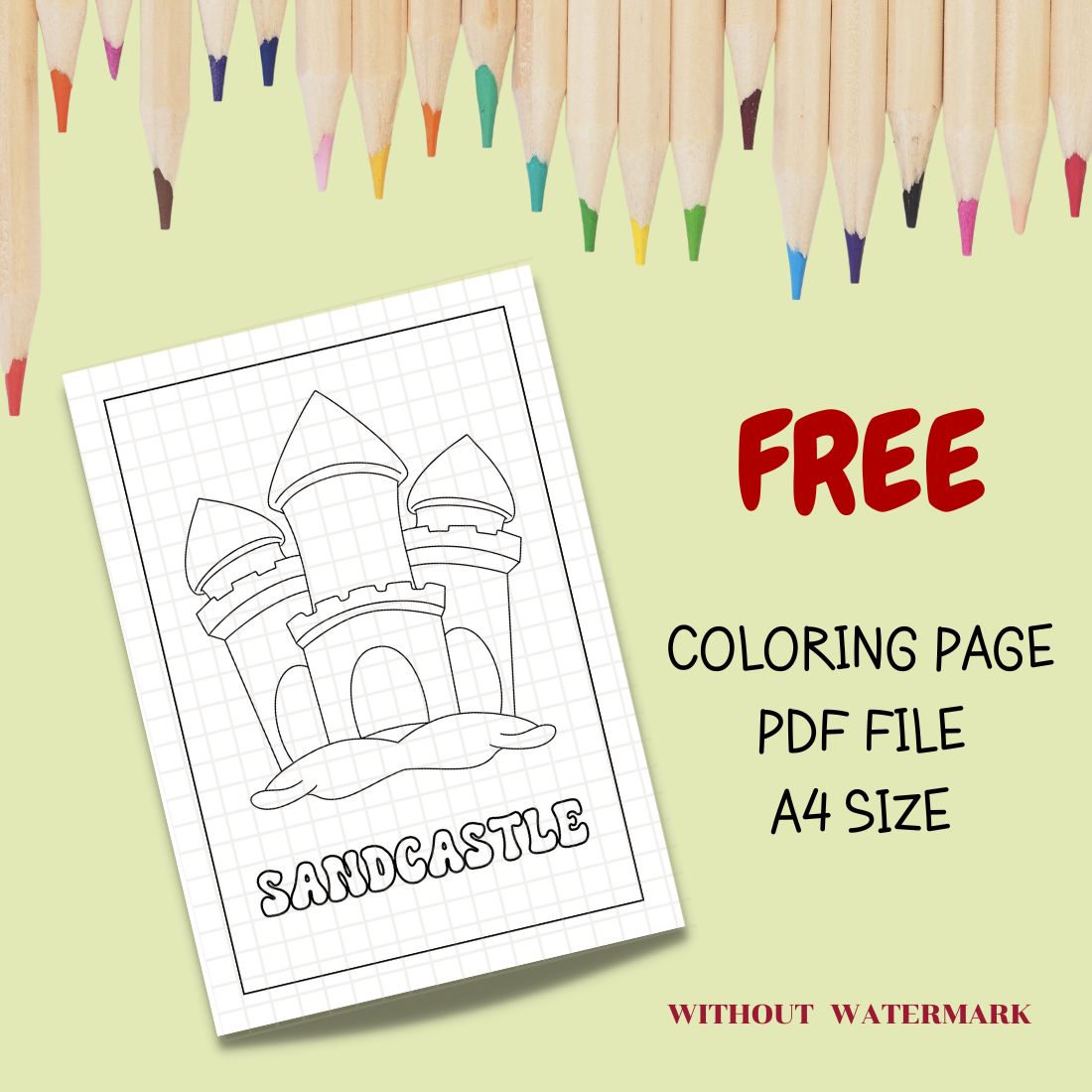 Free sandcastle coloring page