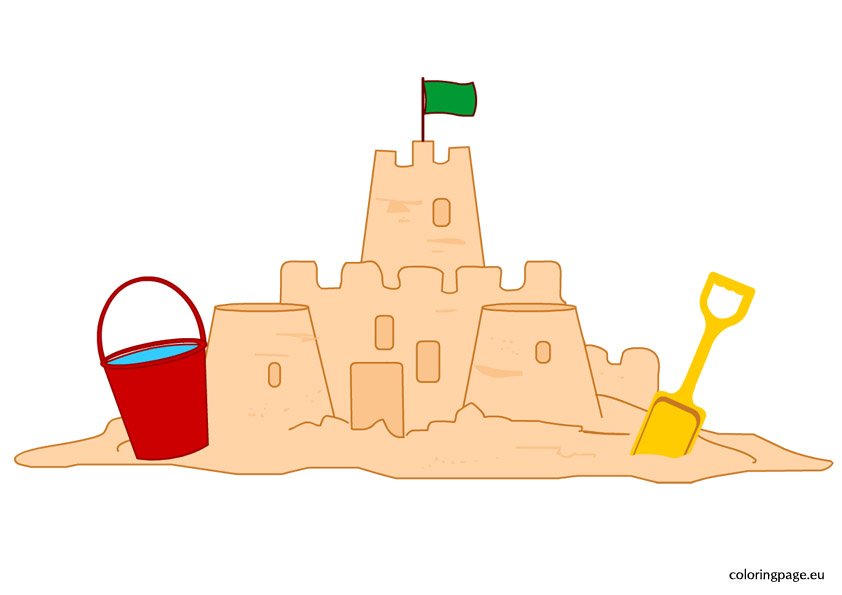 Kids sand castle coloring page