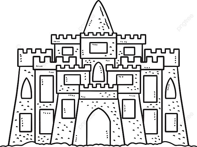 Sand castle isolated coloring page seaside colouring book silhouette vector seaside colouring book silhouette png and vector with transparent background for free download