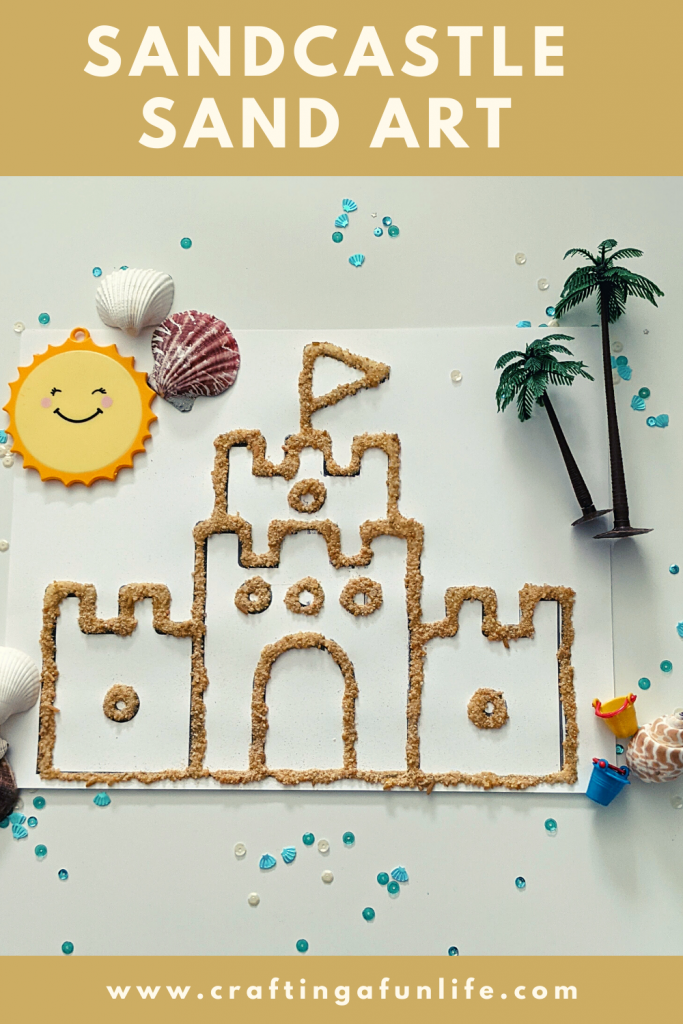 Simple sandcastle sand art project for kids