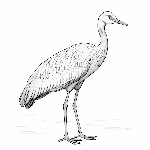 Premium ai image sandhill crane drawings cute cute coloring book kawaii line art