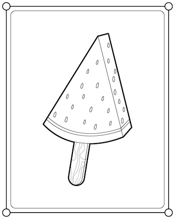 Premium vector watermelon ice cream suitable for childrens coloring page vector illustration