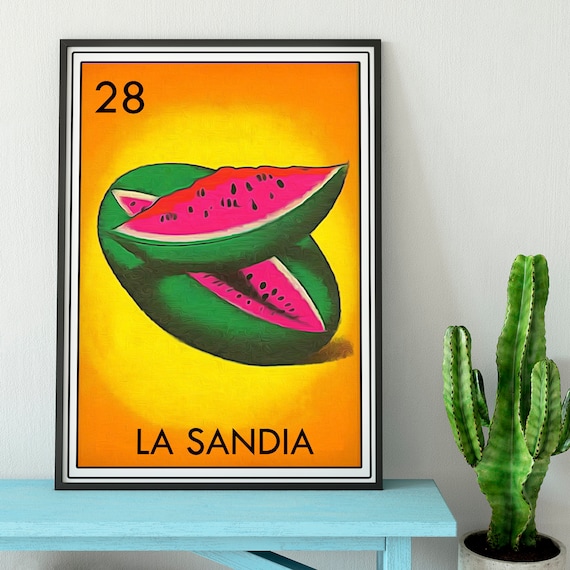 Loteria la sandia tin sign wall decor for hanging watermelon aluminum panel lottery fiesta party favor