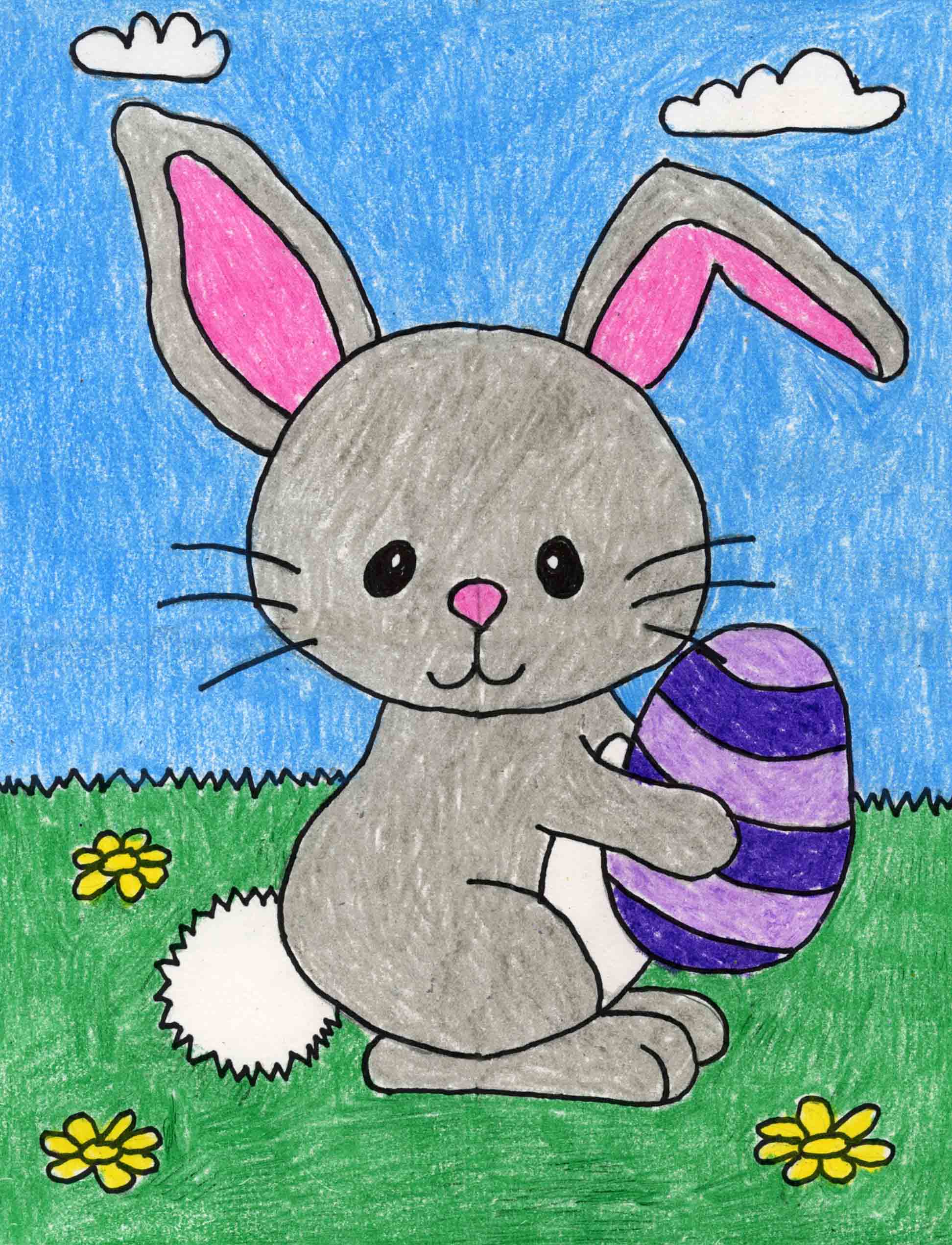 Easy how to draw the easter bunny tutorial video coloring page