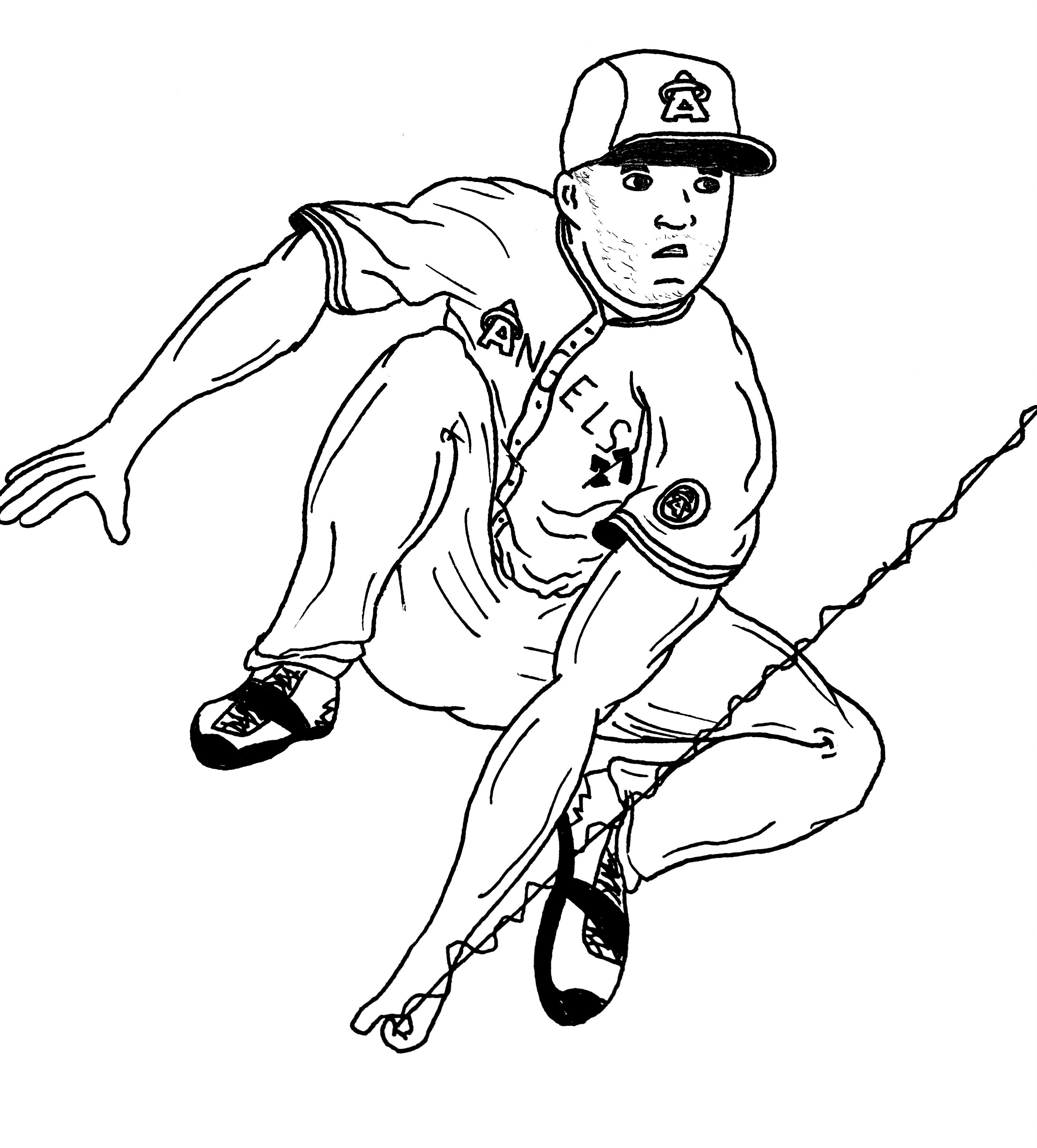 Drawing mike trout every day until the lockout is over day rbaseball