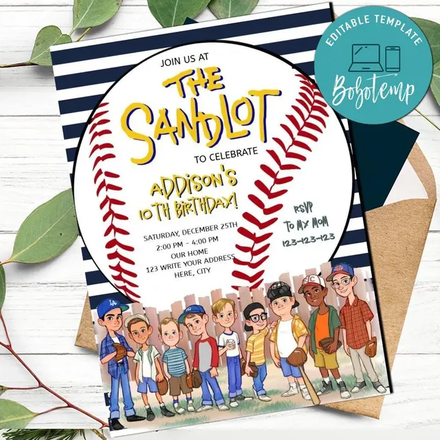 Sandlot baseball invitation template to print at home diy