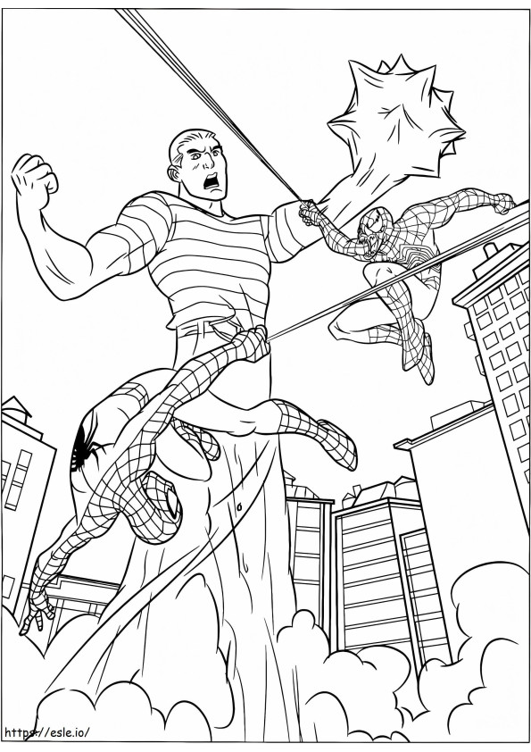 Spiderman vs sandman and venom coloring page