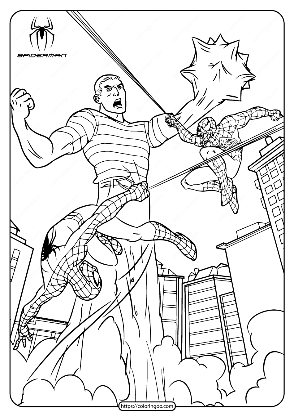 Marvel spiderman vs sandman coloring page spiderman coloring superhero coloring dinosaur coloring pages
