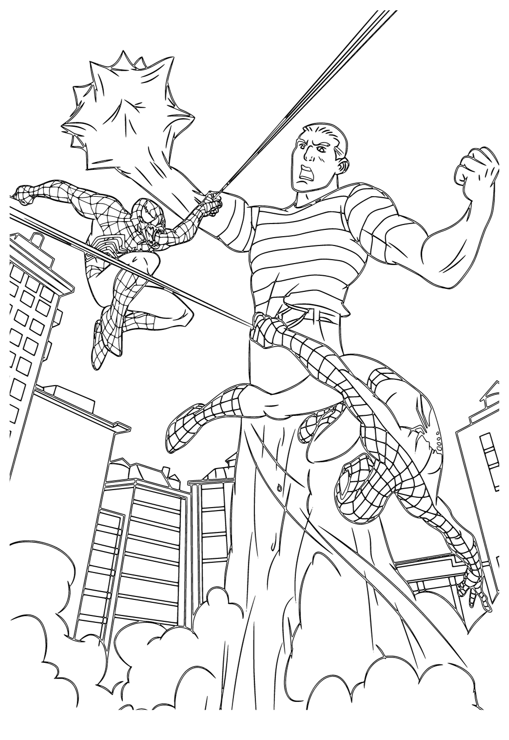 Free printable spiderman mace coloring page for adults and kids