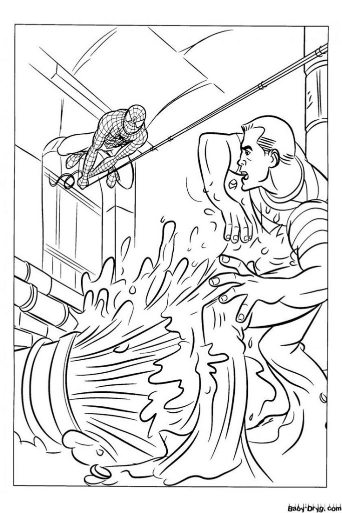 Coloring page the sandman washed away coloring spider