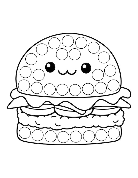 Premium vector dot marker coloring pages do a dot activity dot marker hamburger outline hand drawn vector