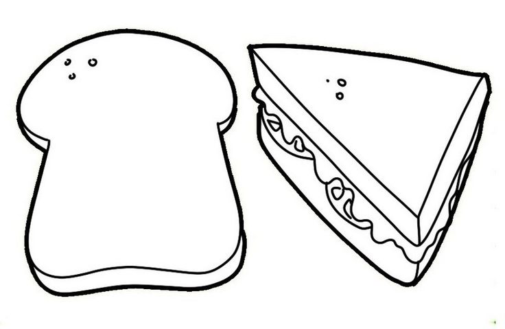 Sandwich and slices of bread coloring page for kids coloring pages for kids coloring pages apple coloring pages