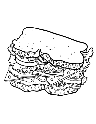 Free sandwich coloring page coloring pages coloring books cool coloring pages