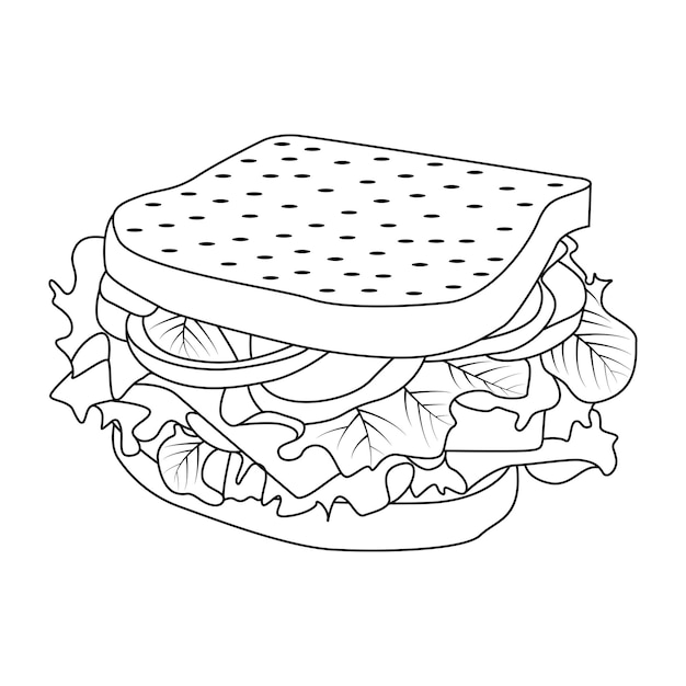 Premium vector sandwich coloring pages