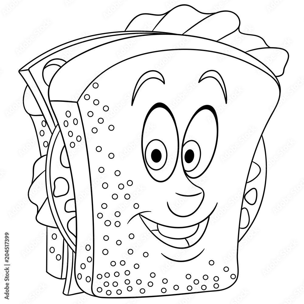 Coloring book coloring page colouring picture sandwich vector