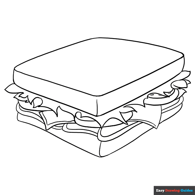 Sandwich coloring page easy drawing guides