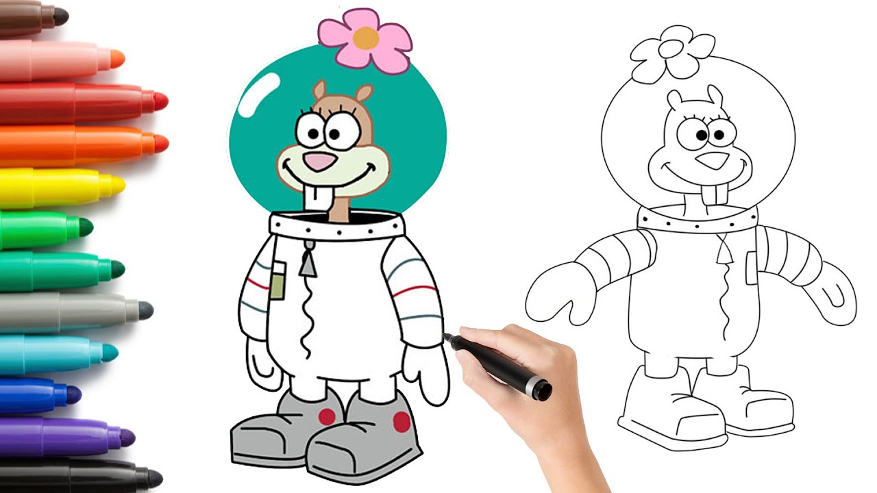 How to color sandy cheeks easy step by step drawing squarepants spongebob characters colorsily