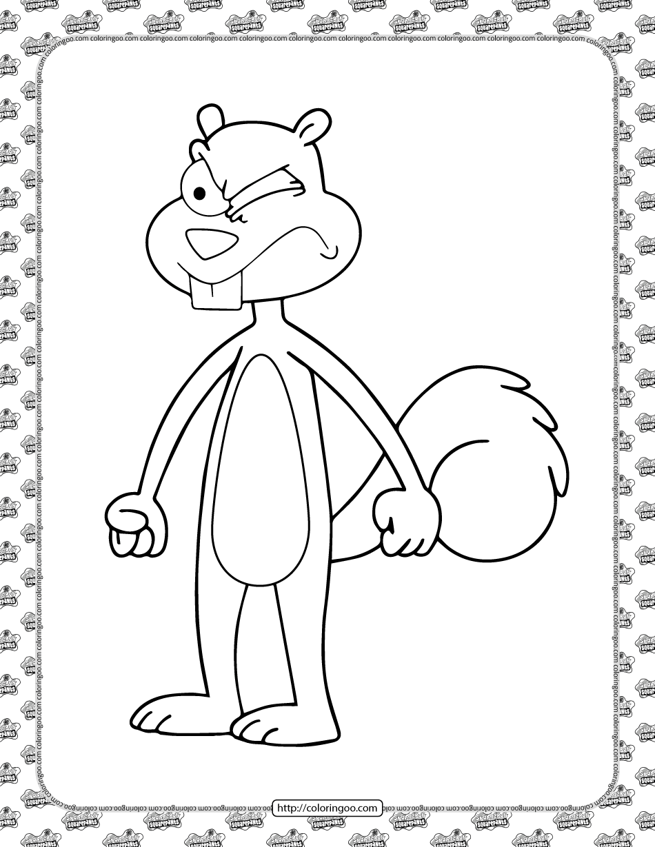 Printable sandy cheeks coloring page