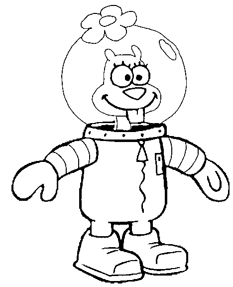 Sandy in a spacesuit spongebob coloring page