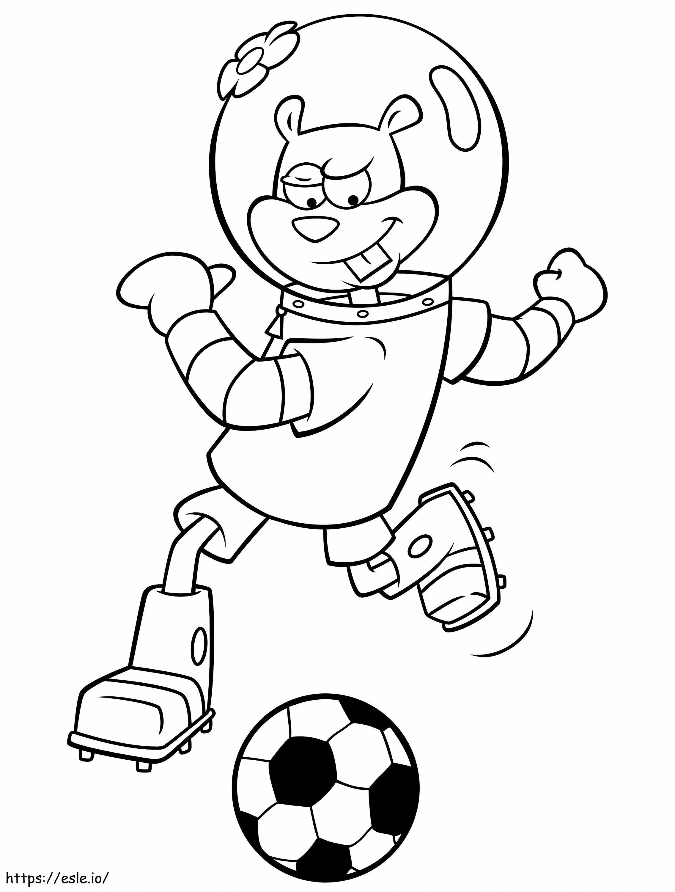 Soccer sandy cheeks coloring page