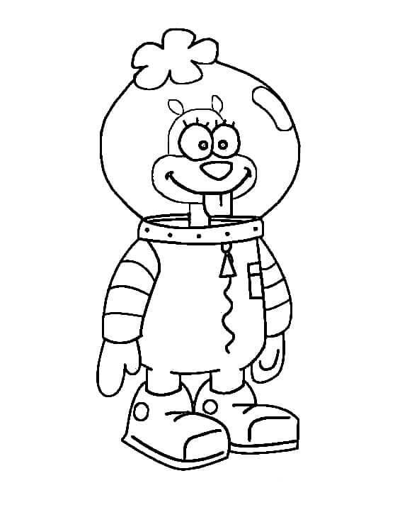 Basic drawing sandy cheeks coloring page